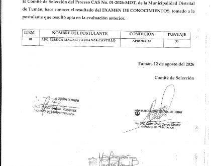 Comunicado Nº 003 - Concurso CAS 2026