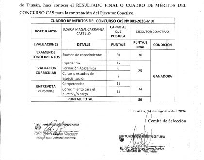 COMUNICADO N° 005 - CAS 2026